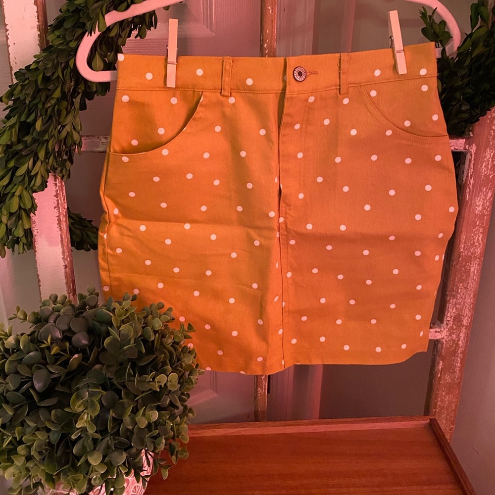 Polka dot mustard skirt